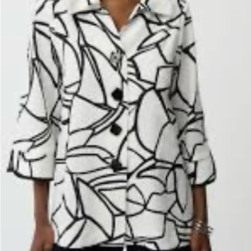 Abstract Black & White Peplum Blouse